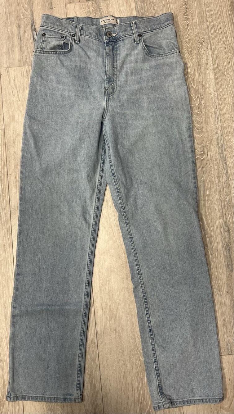 Abercrombie 8 R 90s Straight Ultra High Rise Jeans Blue Light Wash 28 Retro
